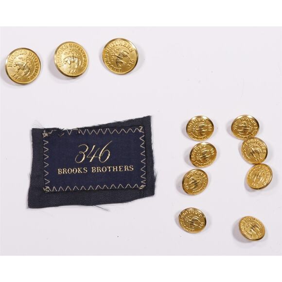 Brooks Brothers Logo Gold Brass Buttons for Blazer by Waterbury 11 Piece - Picture 1 of 4
